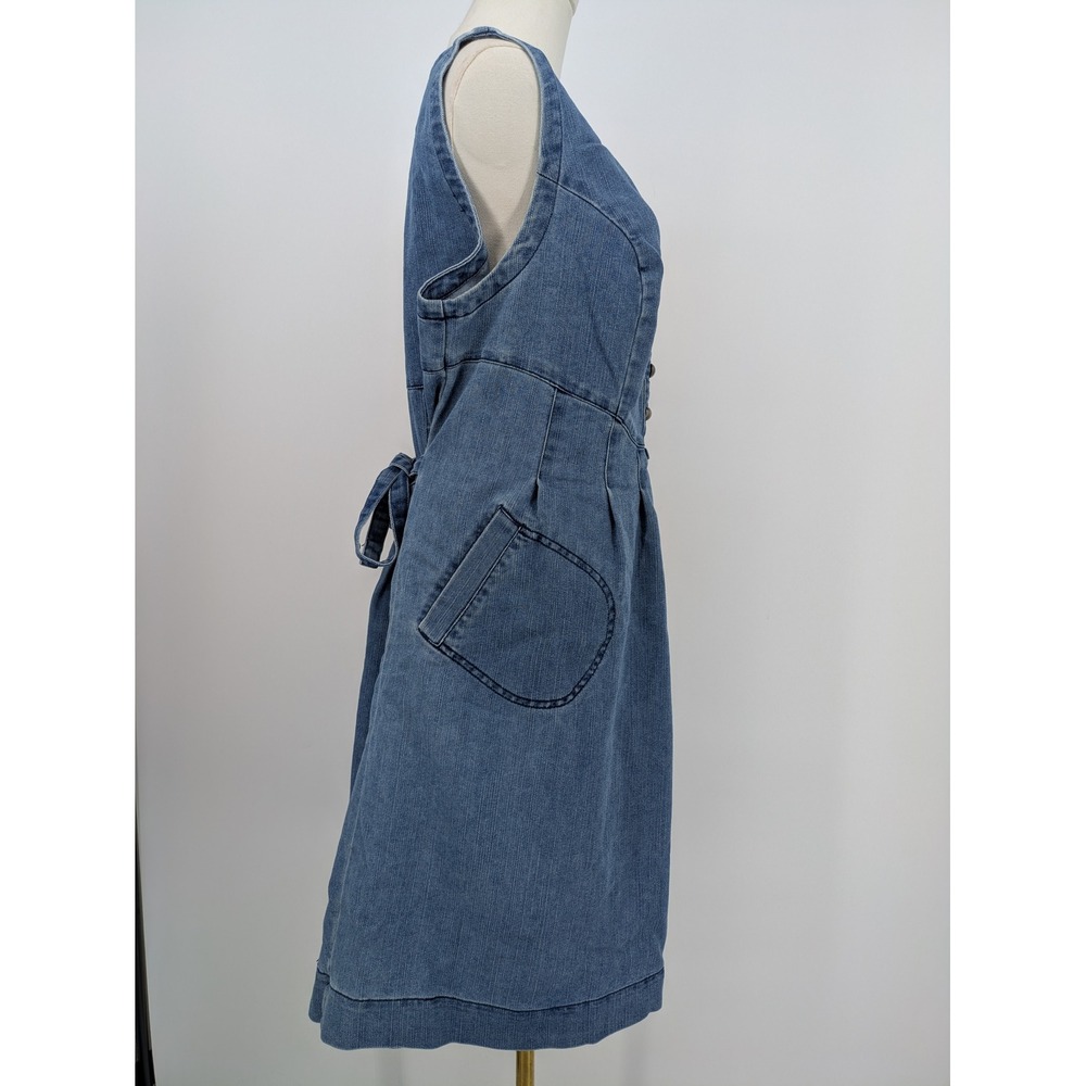 Taillissime La Redoute Denim Midi Dress 16W Y2K Sleeveless Tie Back Pockets Boho - Picture 6 of 13